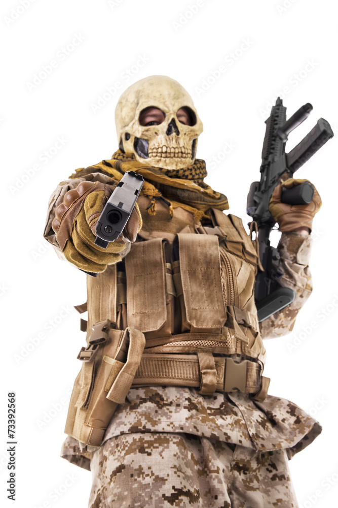 Unrecognizable criminal pointing a pistol Unrecognizable criminal pointing a pistol