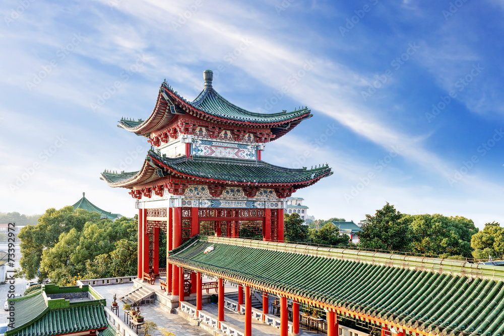 Blue sky and white clouds, ancient Chinese architecture: garden. Blue sky and white clouds, ancient Chinese architecture: garden.