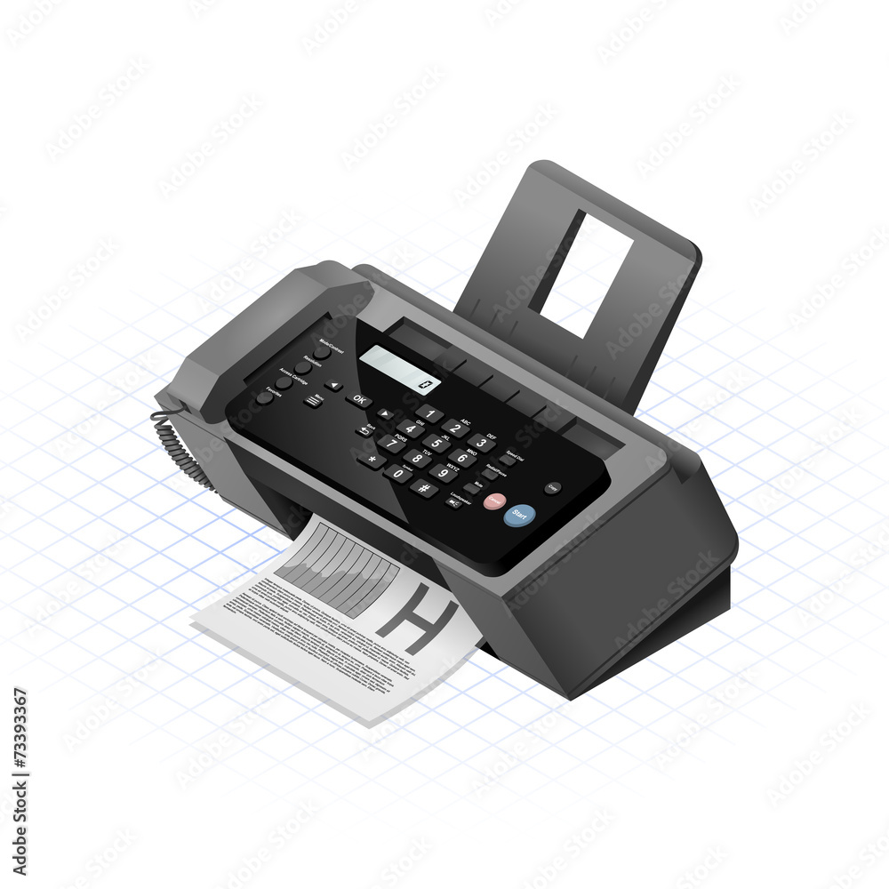 Isometric Fax Machine Vector Illustration Isometric Fax Machine Vector Illustration