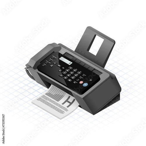 Isometric Fax Machine Vector Illustration