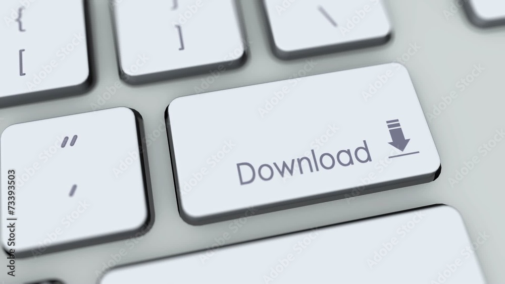 Download button on computer keyboard. Key is pressed Download button on computer keyboard. Key is pressed