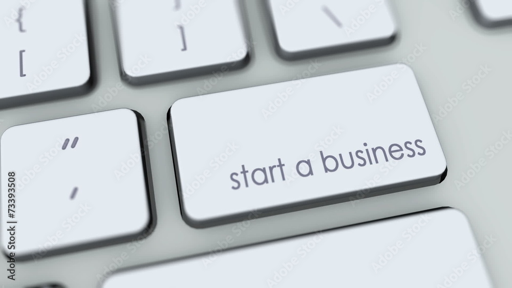 Start a business button on computer keyboard. Key is pressed Start a business button on computer keyboard. Key is pressed