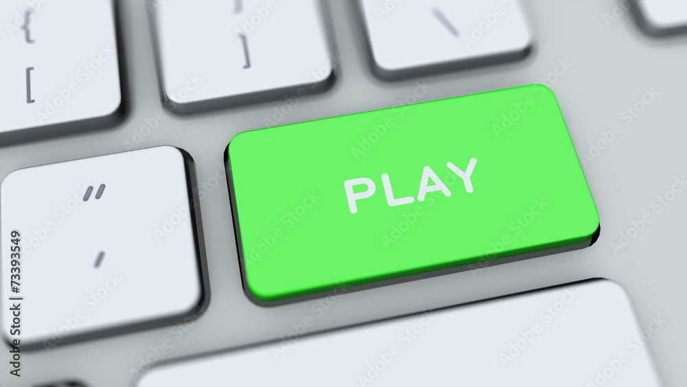Play button on computer keyboard. Key is pressed Play button on computer keyboard. Key is pressed