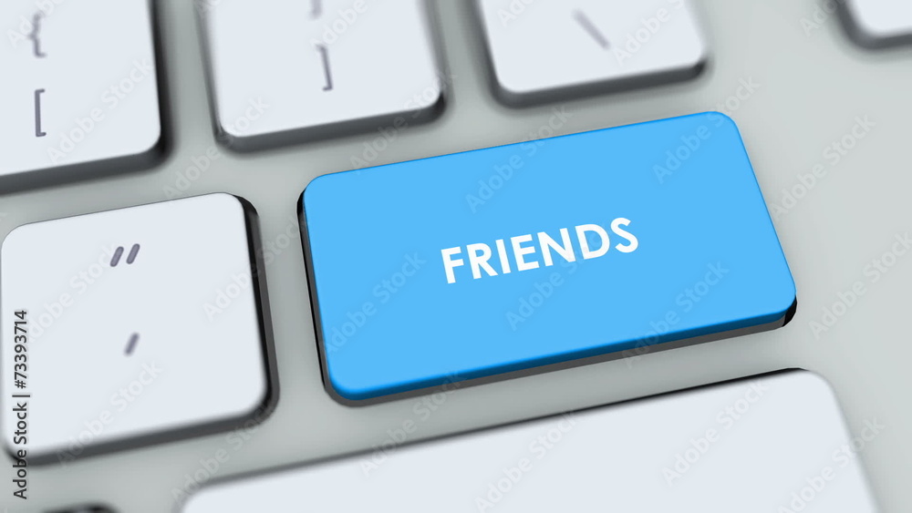 Friends button on computer keyboard. Key is pressed Friends button on computer keyboard. Key is pressed