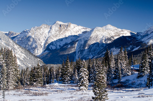 snow mountain view landscape, colorado winter