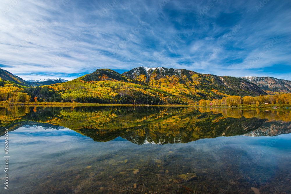 Beaver Lake Morning Reflection fall colors Colorado
