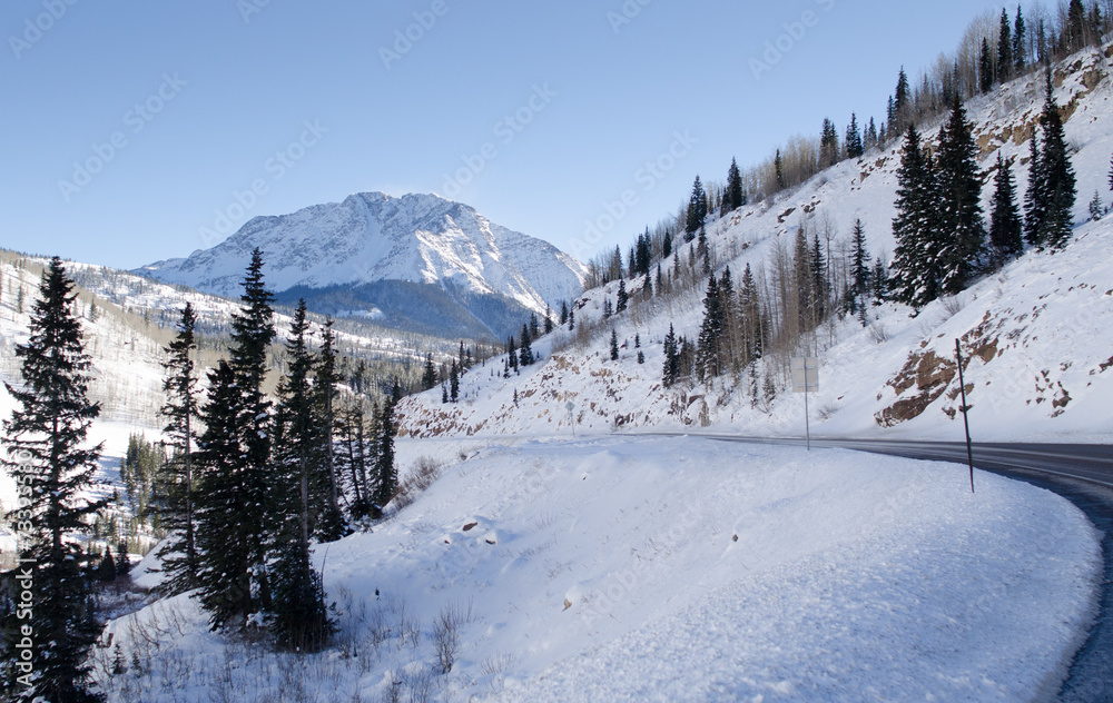 winter road to the mountain, colorado 