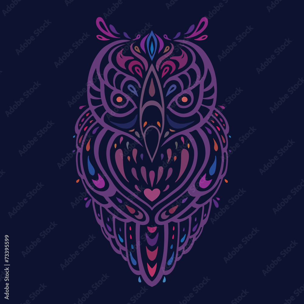 Decorative Owl. Ethnic pattern.
