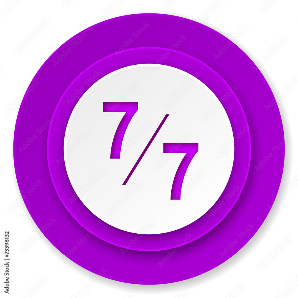 7 per 7 icon, violet button 7 per 7 icon, violet button