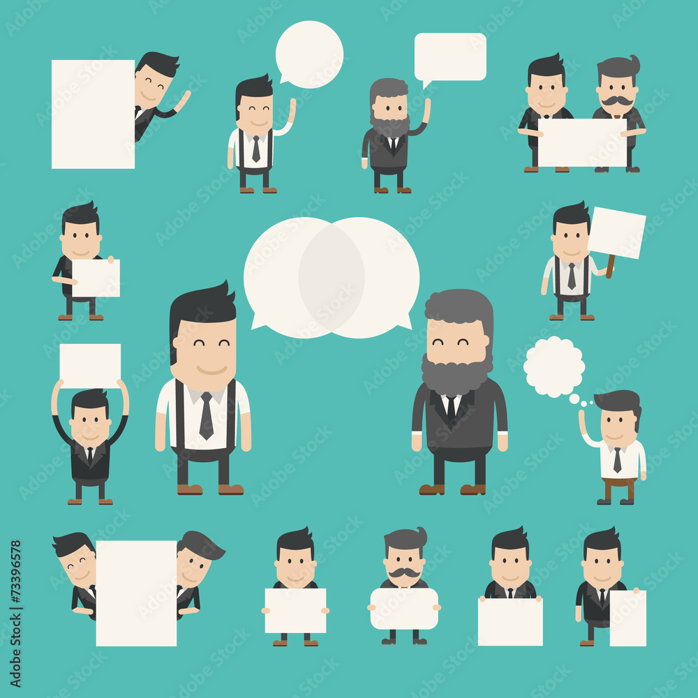 Set of businessman in conversation , discuss , debate