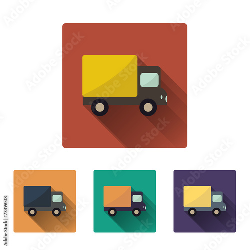 Flat truck icon set