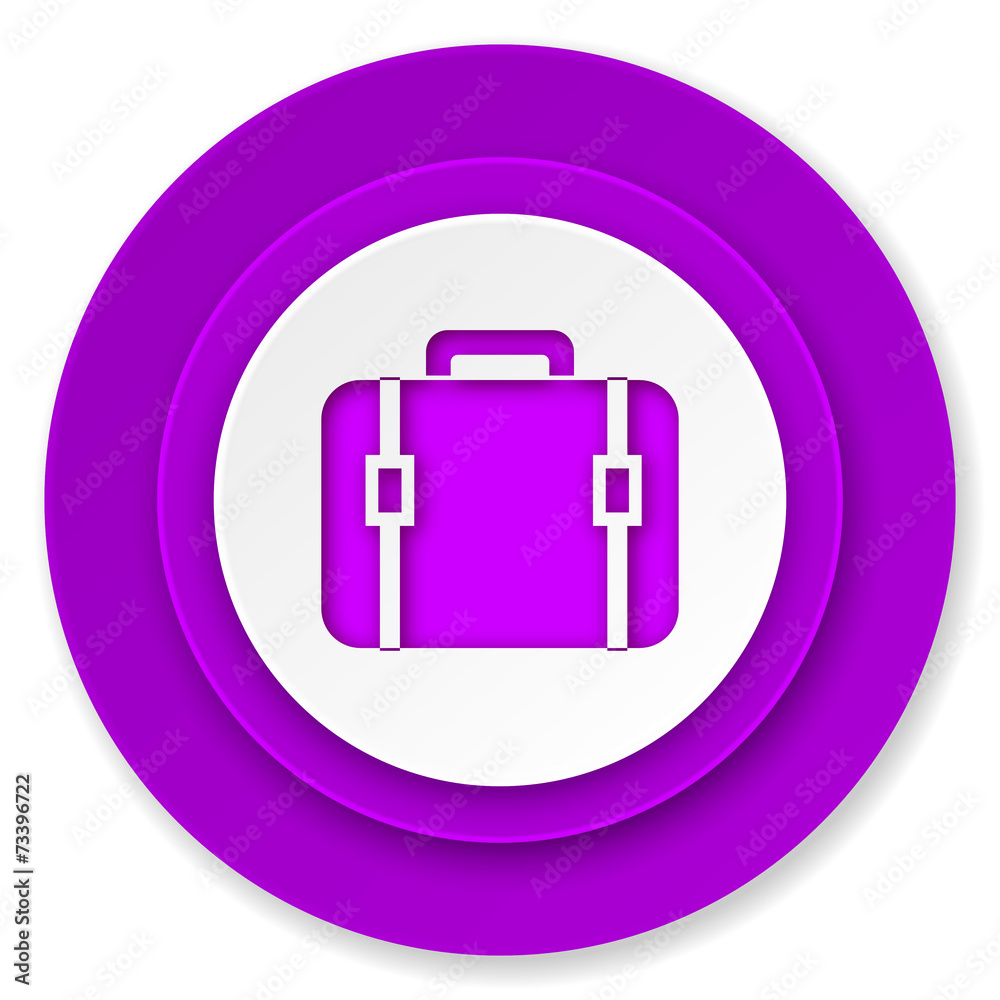 bag icon, violet button, luggage sign bag icon, violet button, luggage sign