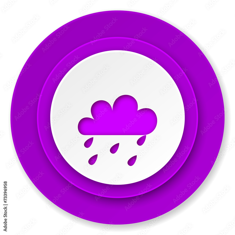 rain icon, violet button, waether forecast sign rain icon, violet button, waether forecast sign