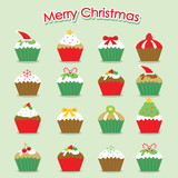 Cupcake Cartoon Merry Christmas Vector
