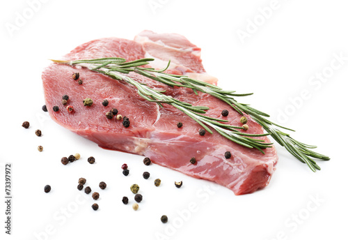 Raw beef steak isolated on white