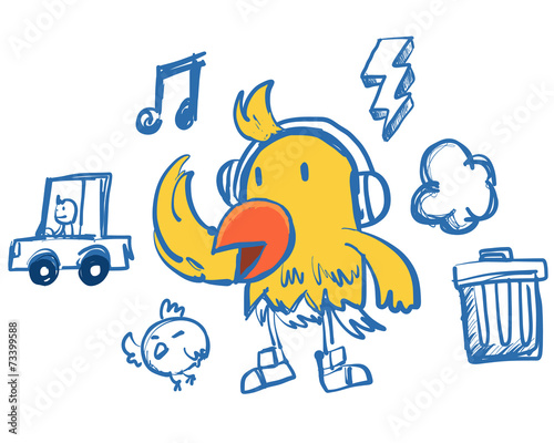 funny hip-hop style yellow bird