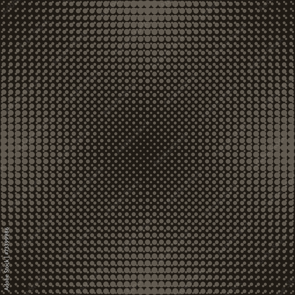 Halftone of gray dots on a black background