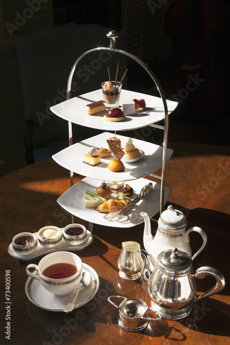 High tea set with dessert
