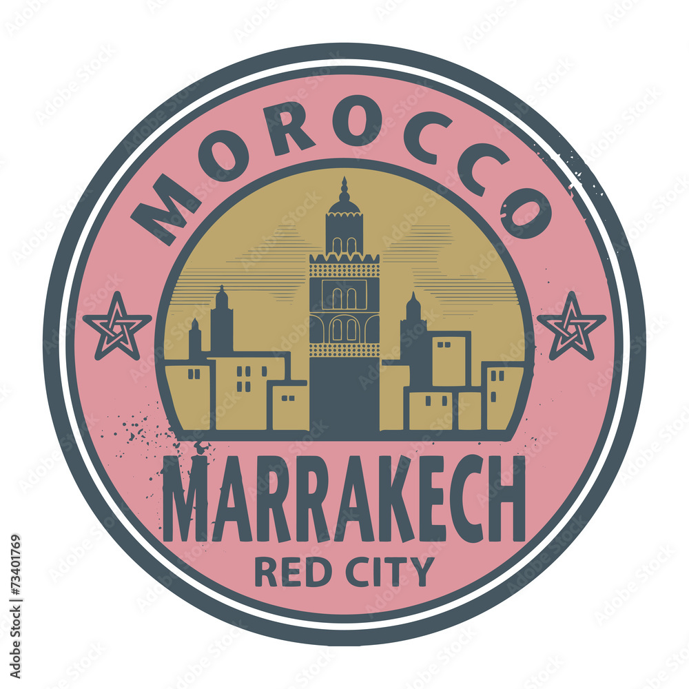 Stamp or label with text Marrakesh, Morocco inside Stock Vector | Adobe ...