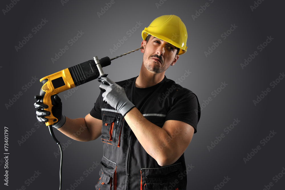 worker with yellow helmet worker with yellow helmet