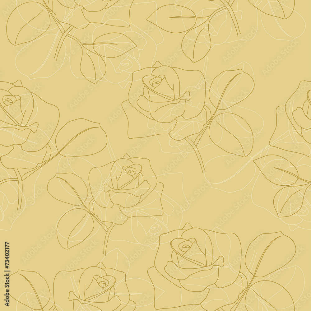 seamless light olive texture with flowers - vector