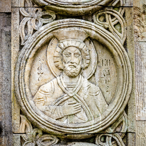 Old religious Christian orthodox stone icons.