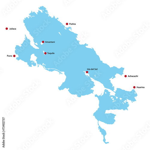 Titicacasee Lake Titicaca Puno Peru Shape Map Very Detailed