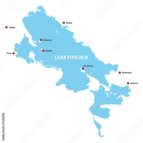 Titicacasee Lake Titicaca Puno Bolivia Shape Map Very Detailed