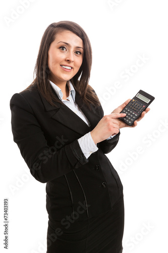 Attractive accountant with calculator photo