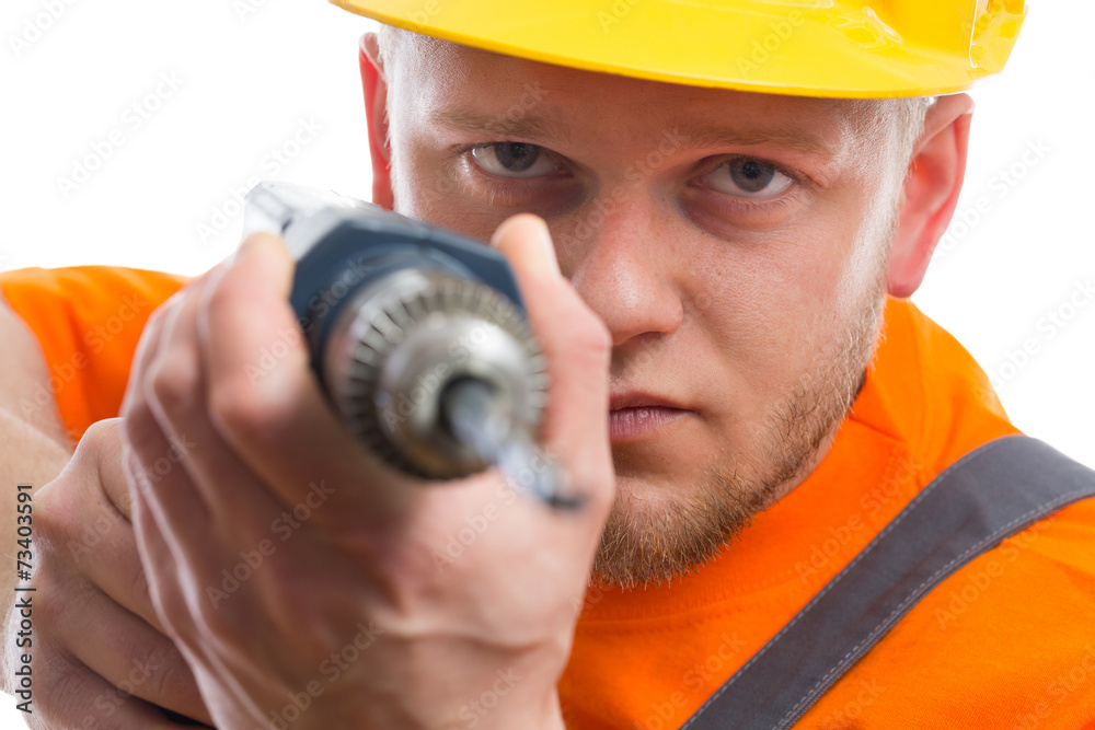 Construction worker with drill Construction worker with drill