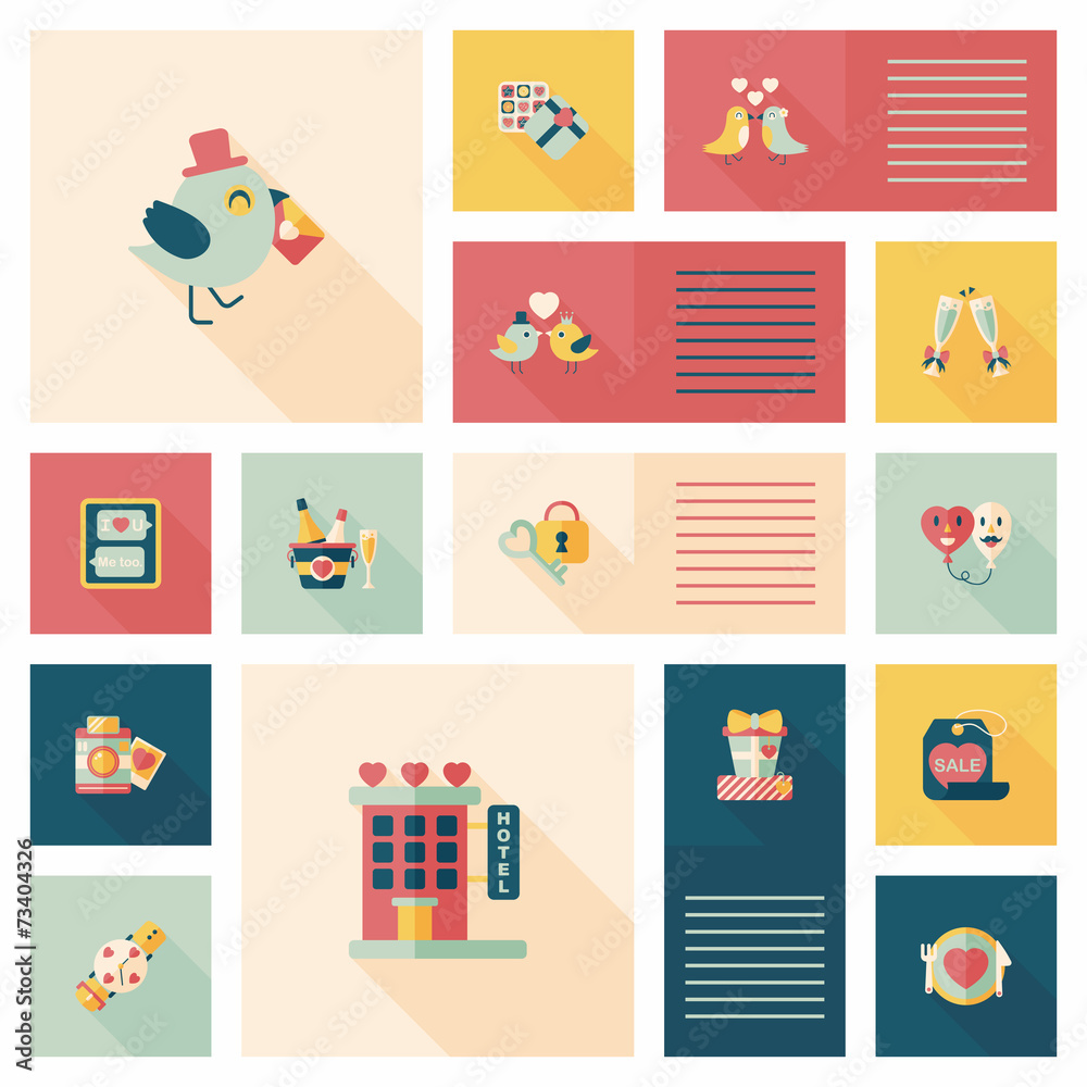Valentine’s Day ui flat design background set, eps10 Valentine’s Day ui flat design background set, eps10