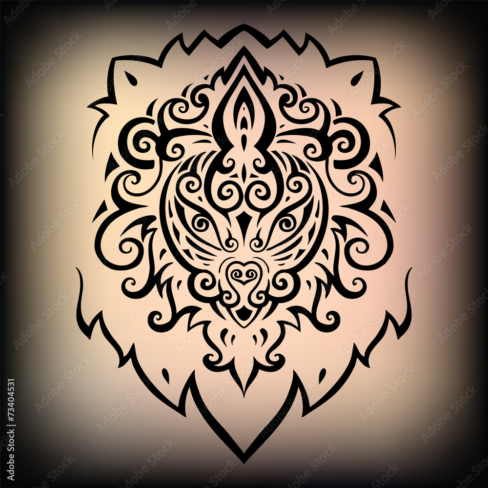 Lion head. Ethnic pattern. Lion head. Ethnic pattern.