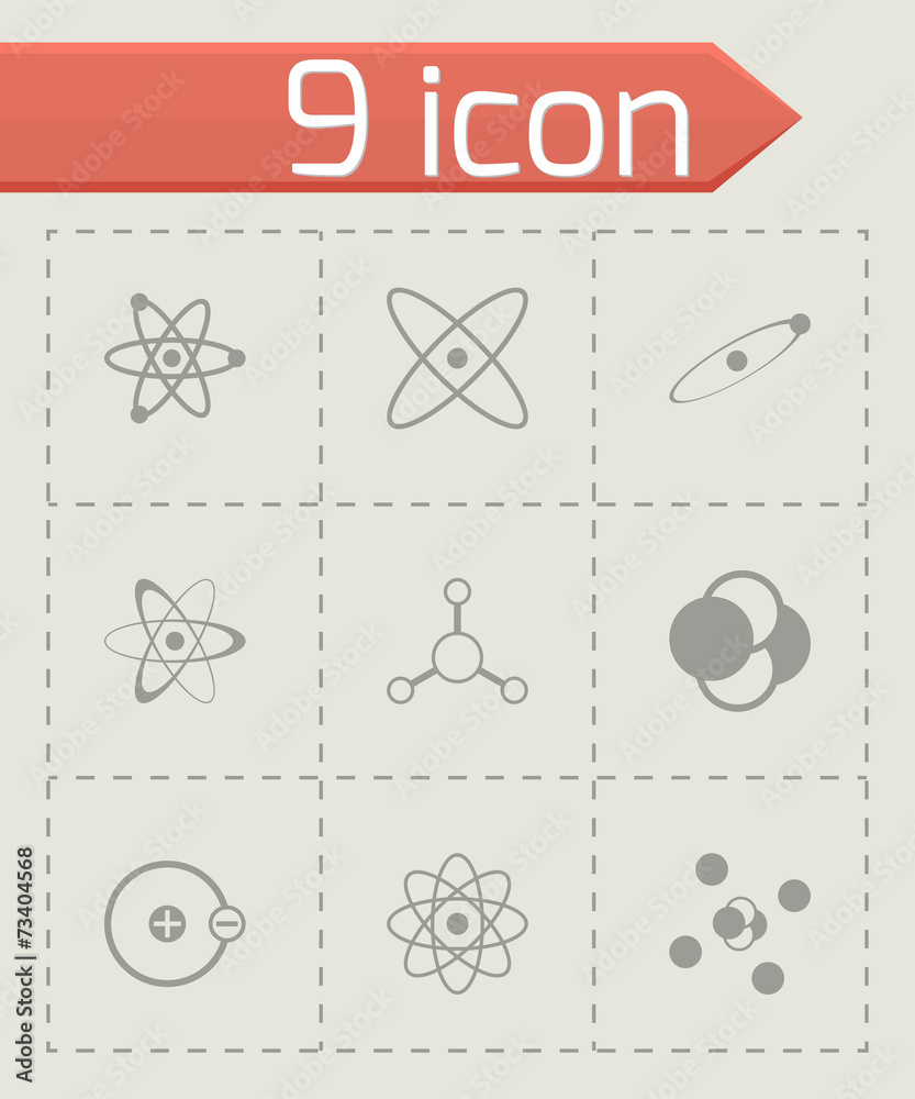 Vector black atom icon set Vector black atom icon set