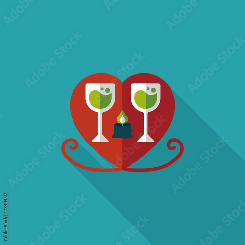 Valentine's day champagne flat icon with long shadow,eps10