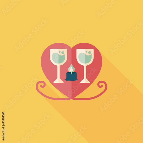 Valentine's day champagne flat icon with long shadow,eps10