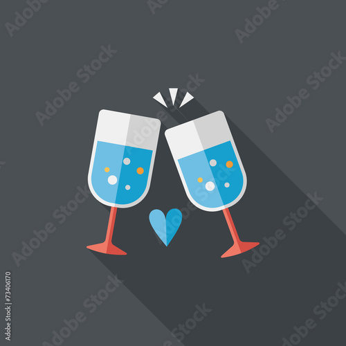 Valentine's day champagne flat icon with long shadow,eps10