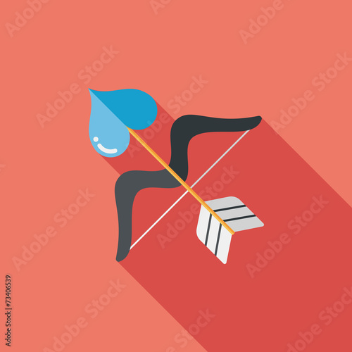 valentine's day Cupid bow and arrow flat icon with long shadow,e