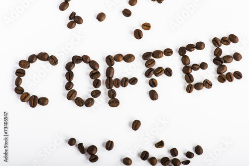 Word coffee made from coffee beans
