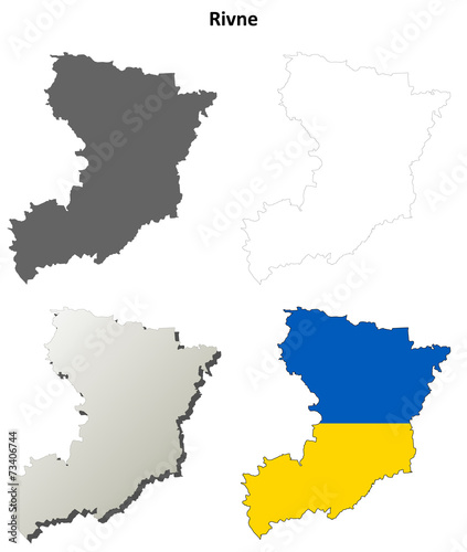 Rivne blank outline map set