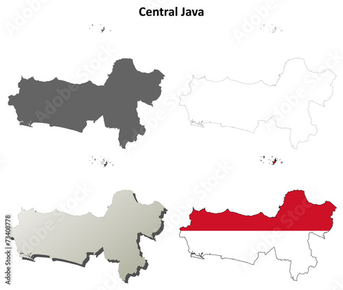 Central Java blank outline map set photo