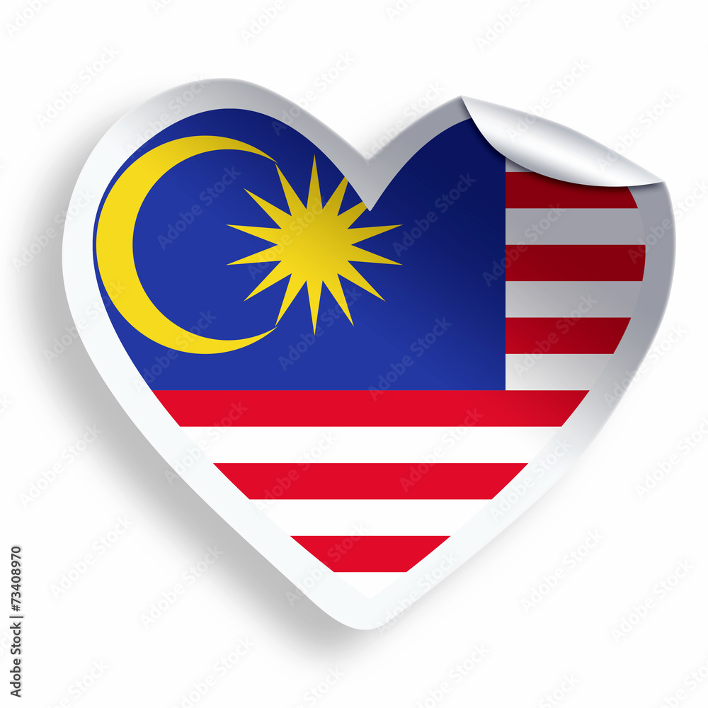 Heart sticker with flag of Malaysia isolated on white Heart sticker with flag of Malaysia isolated on white