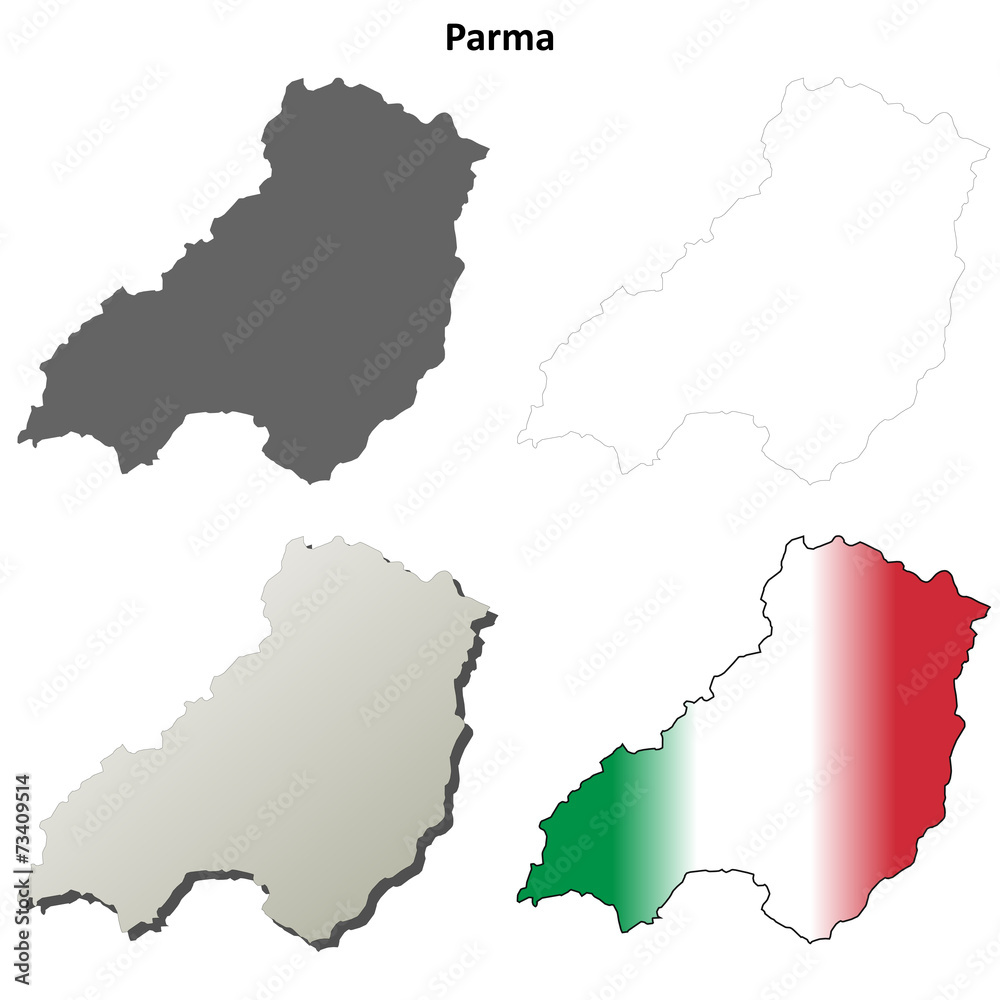 Obraz premium Parma blank detailed outline map set