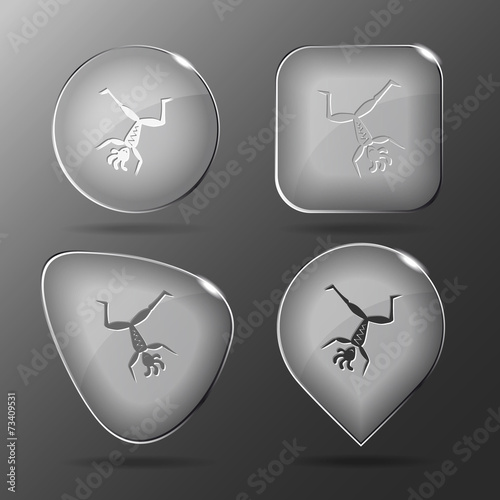 Dancing ethnic little man. Glass buttons. Vector illustration.