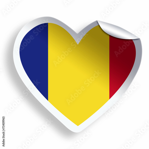 Free Download Heart sticker with flag of Romania isolated on white - GFXLoad