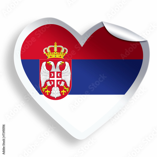 Heart sticker with flag of Serbia isolated on white