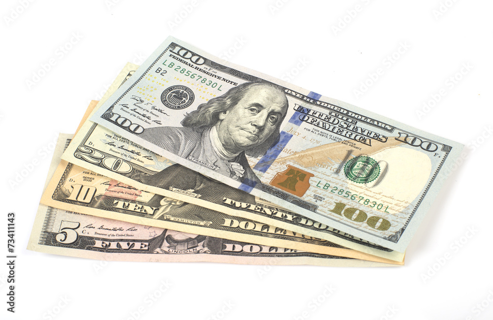 Dollar bills isolated on white Dollar bills isolated on white