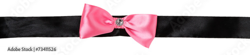 Pink bow on a black ribbon