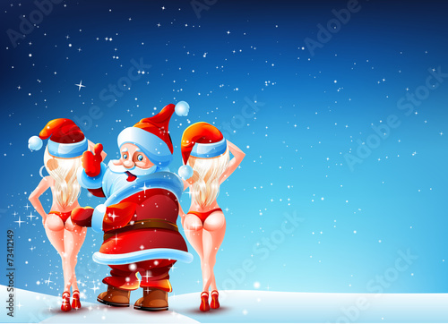 Santa Claus and two girls