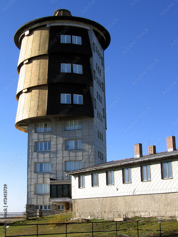 Old communist spy tower on hill Cerchov, Bohemian forest