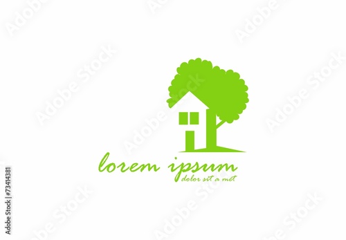 go green house and tree logo vector